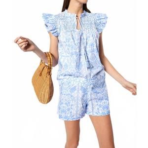 NEW SAIL TO SABLE flutter sleeve top in tropical print
